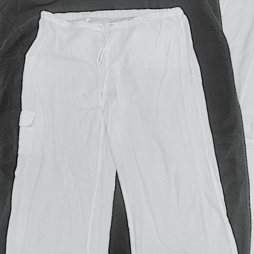 Chico's lightweight white gauzy tie waist palazzo pants M (Chico's size 1)